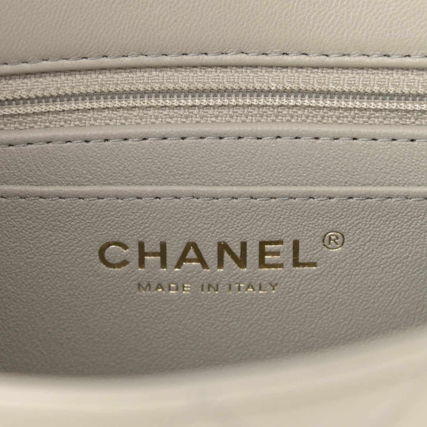 Lambskin Quilted Mini Rectangular Flap Grey