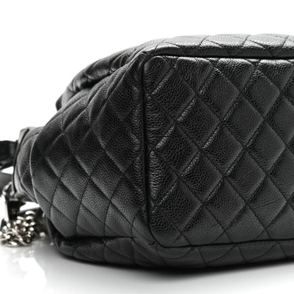 Chanel Caviar Flat Quilted CC Chain Bucket Drawstring Bag Black 9 of 12