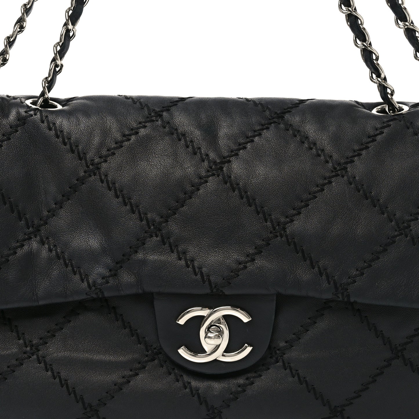 Lambskin Ultimate Stitch Maxi Flap Black