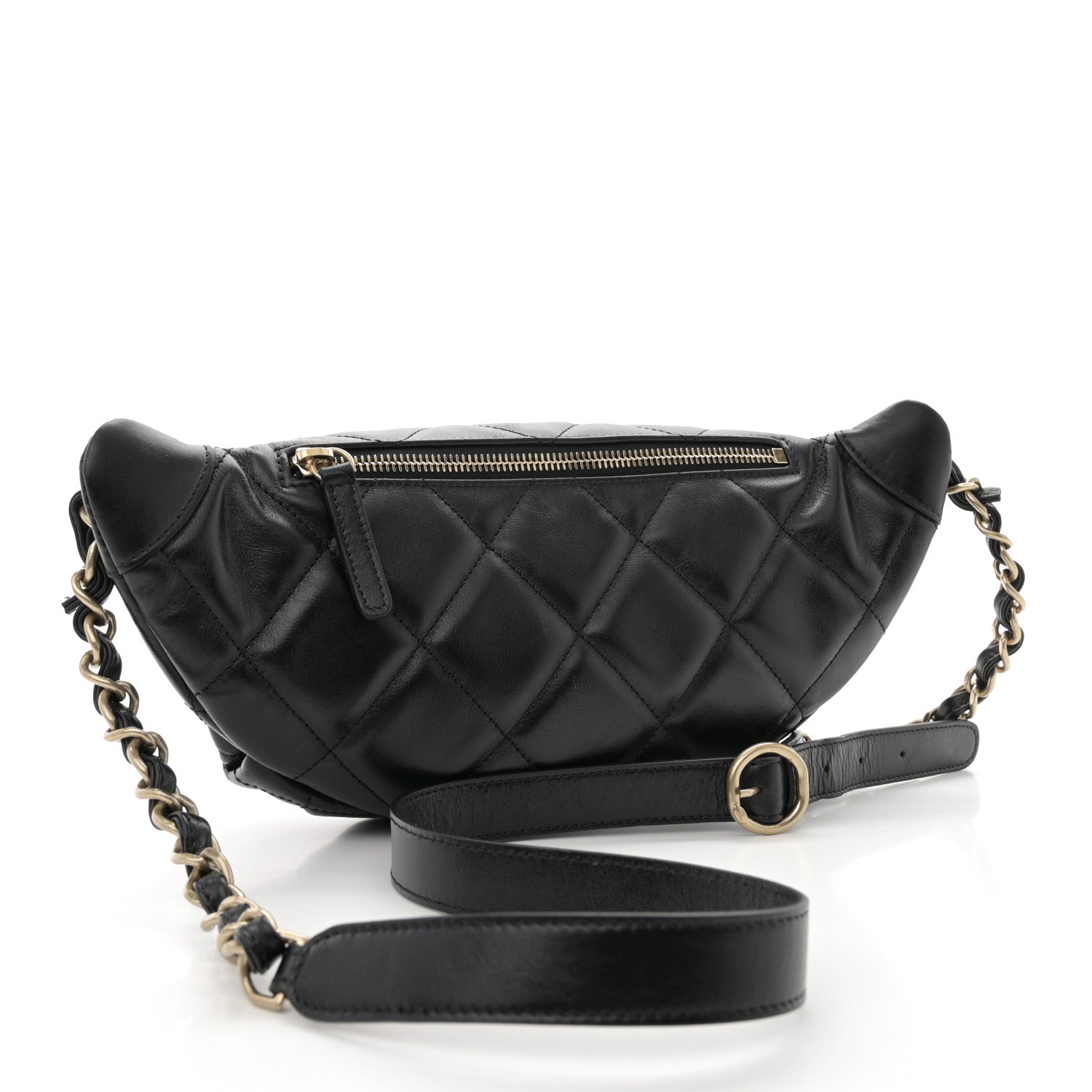 Chanel Shiny Aged Calfskin Quilted CC Pockets Jacket Waist Belt Bag Black 3 of 10