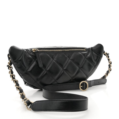 Chanel Shiny Aged Calfskin Quilted CC Pockets Jacket Waist Belt Bag Black 3 of 10