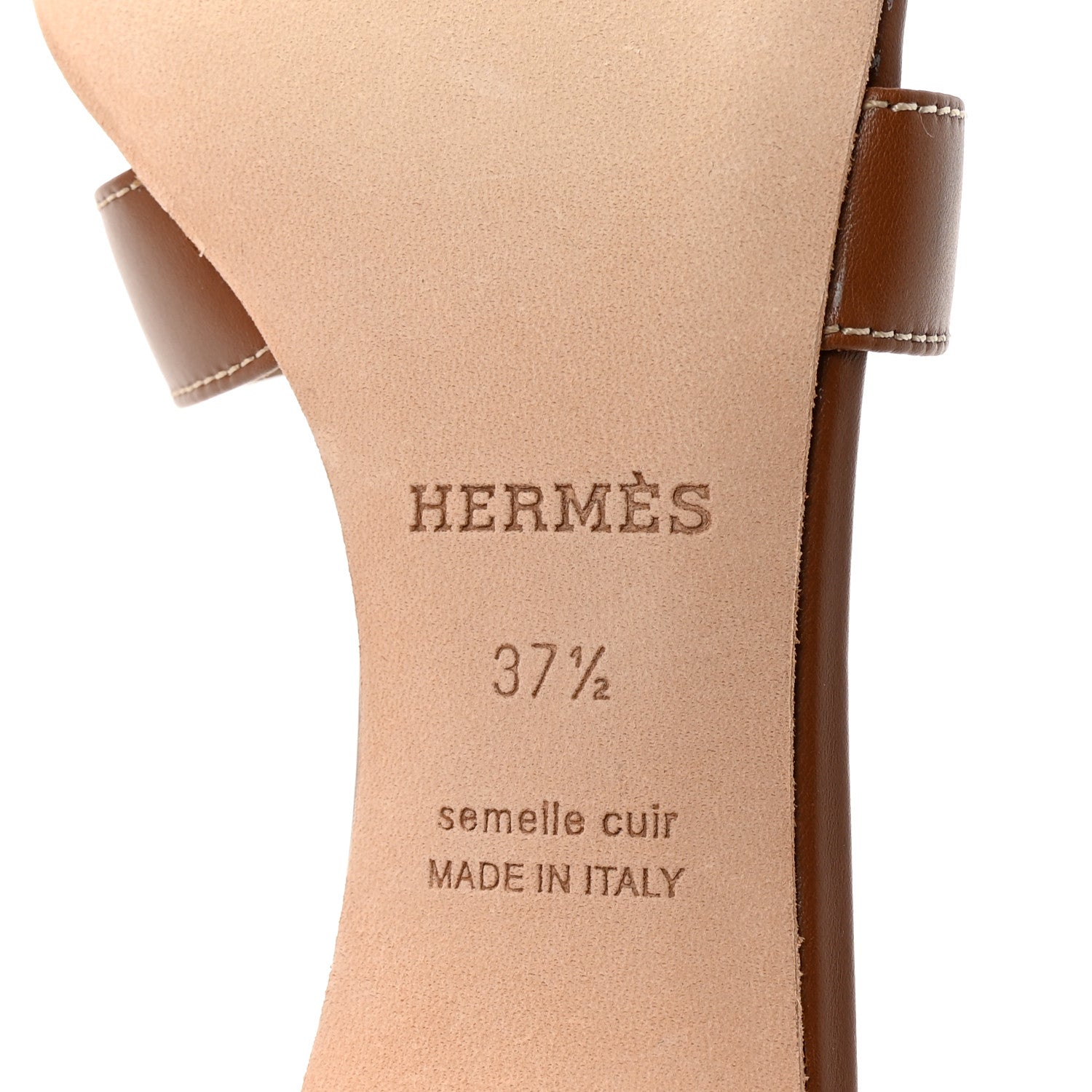Hermes Calfskin Oasis Sandals 37.5 Gold 7 of 10