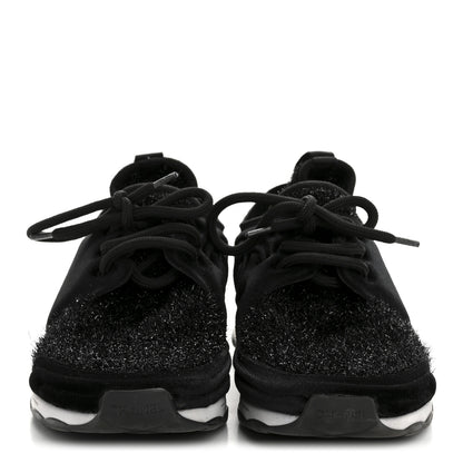Chanel Stretch Fabric Womens CC Sneakers 37.5 Black 3 of 9