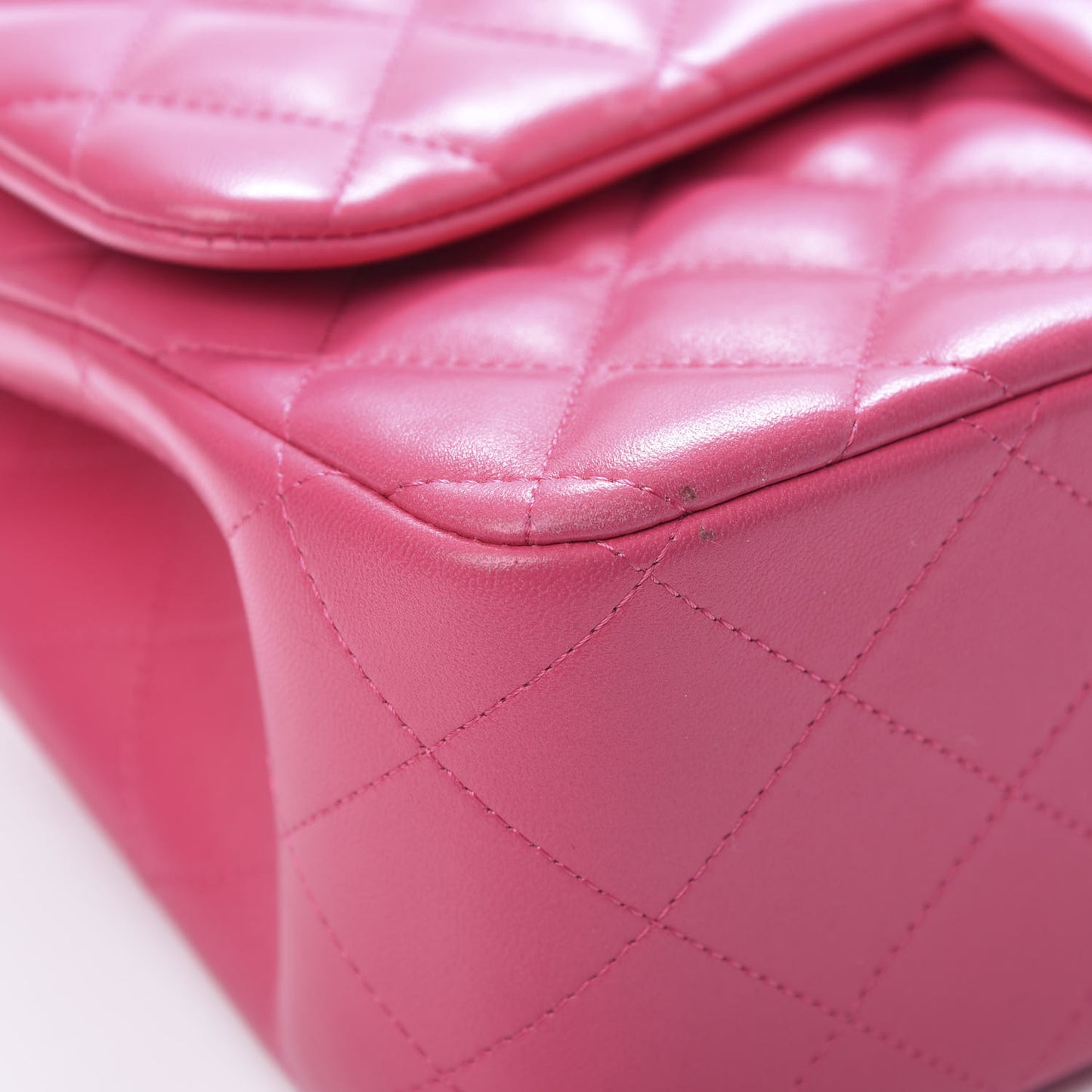 Lambskin Quilted Jumbo Double Flap Dark Pink