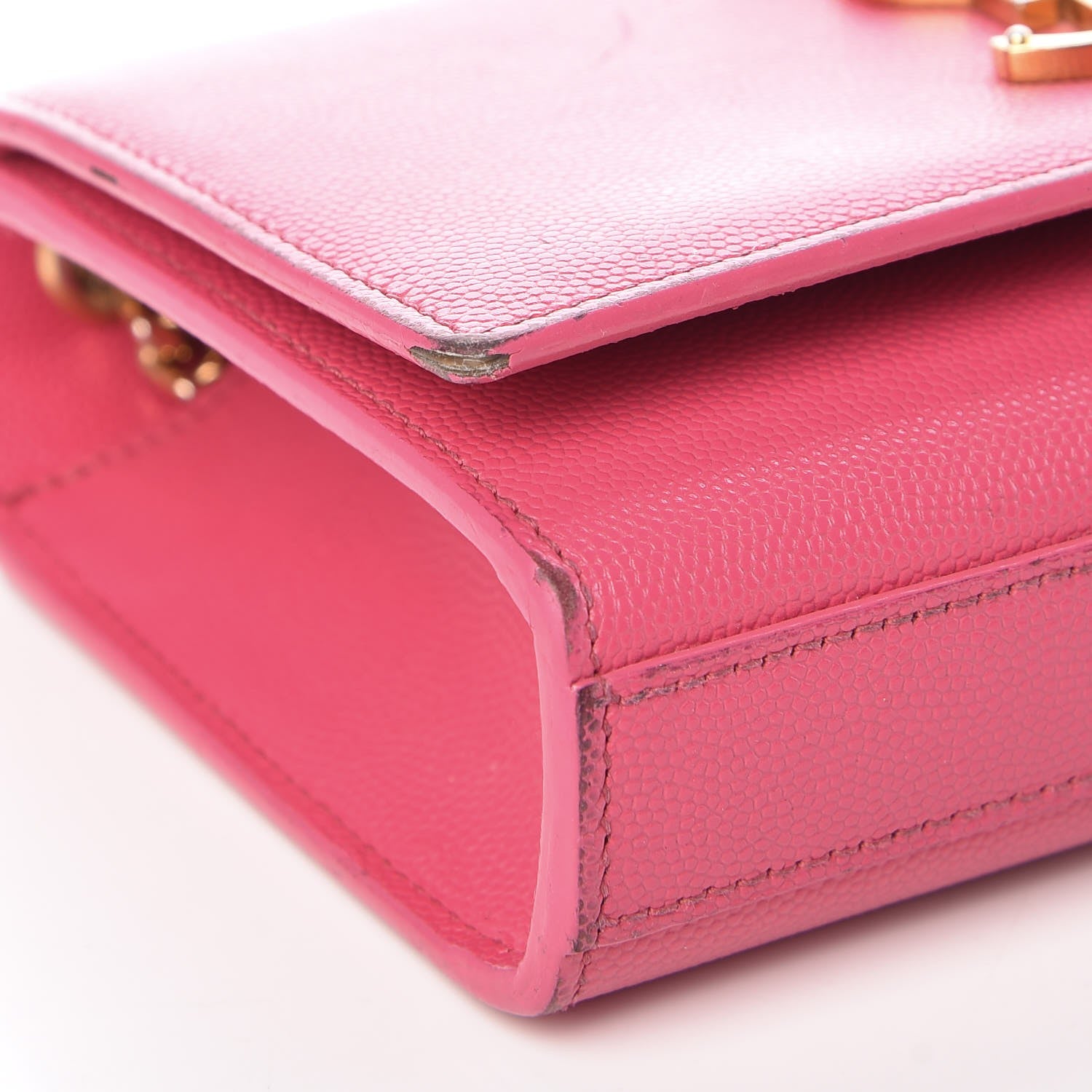 Saint Laurent Grain De Poudre Small Monogram Kate Satchel Fuchsia 8 of 11