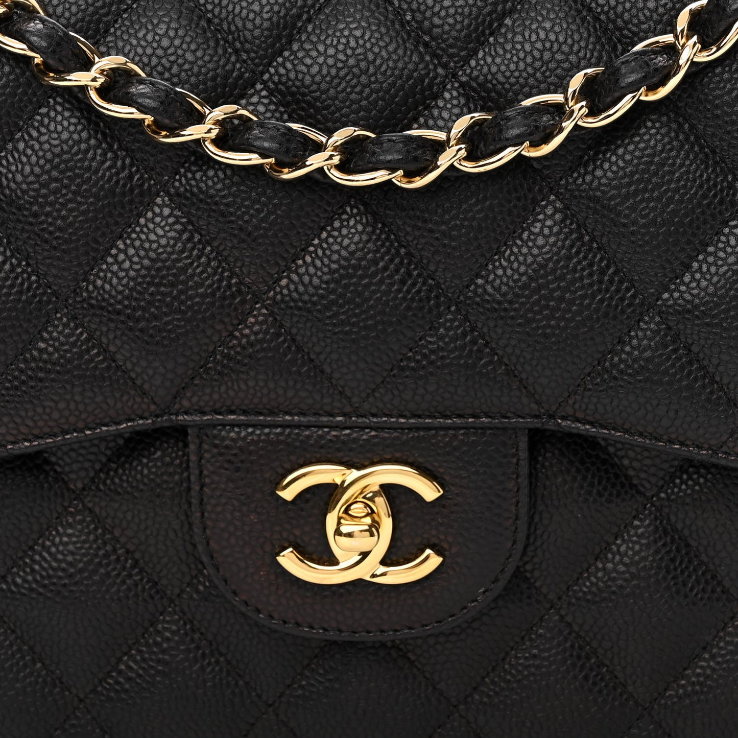 Caviar Quilted Jumbo Double Flap Black
