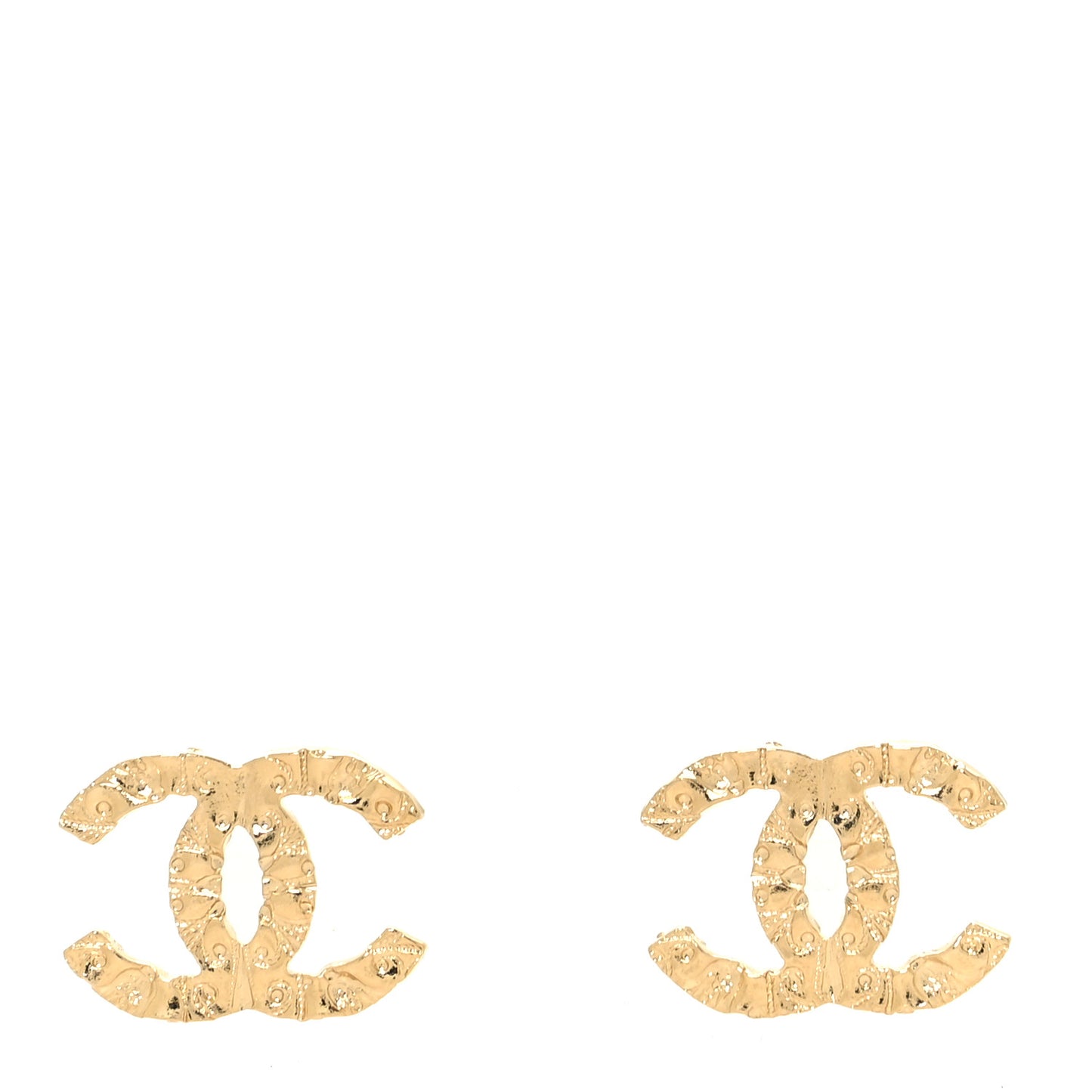 Metal Textured CC Earrings Gold
