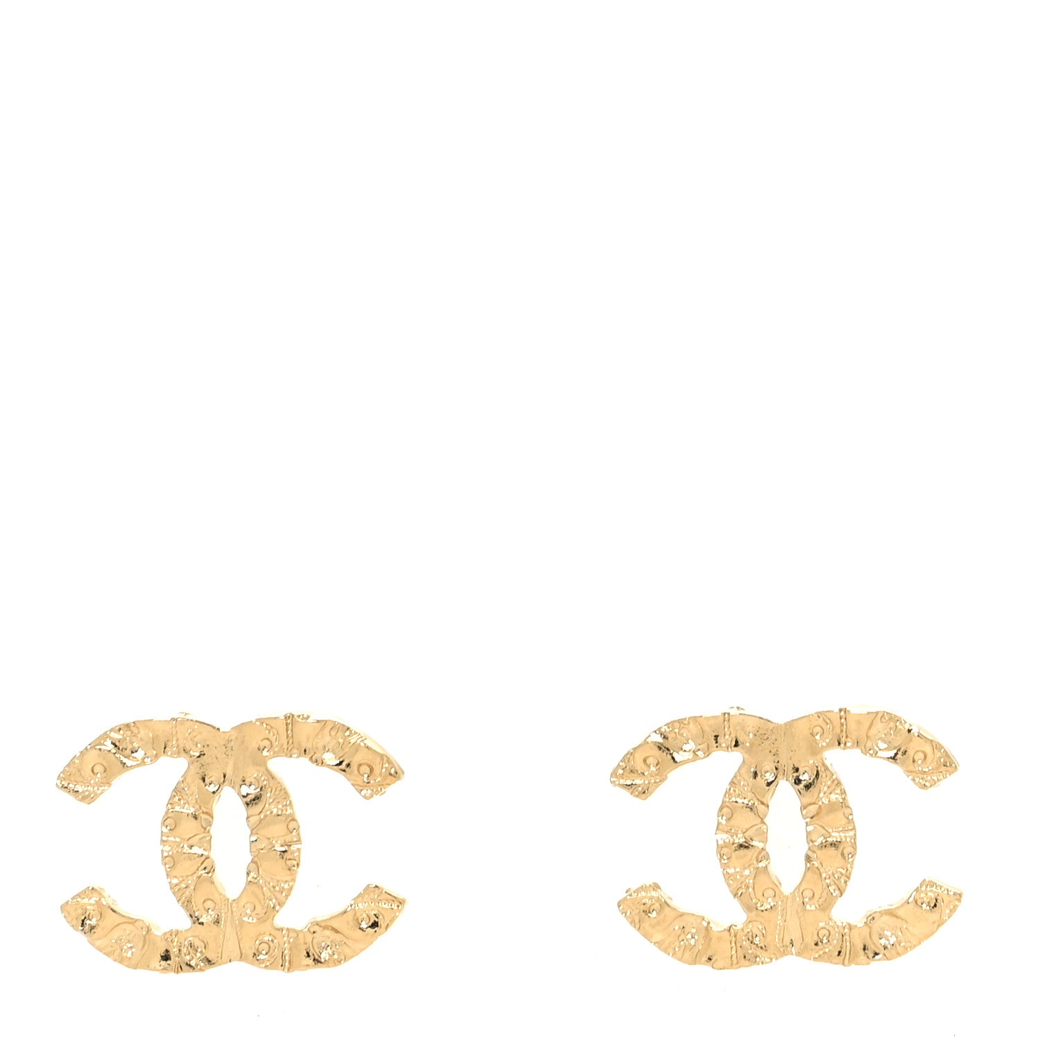 Chanel Metal Textured CC Earrings Gold 1 of 4
