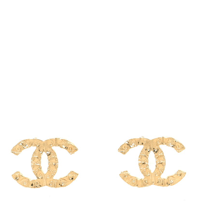 Chanel Metal Textured CC Earrings Gold 1 of 4
