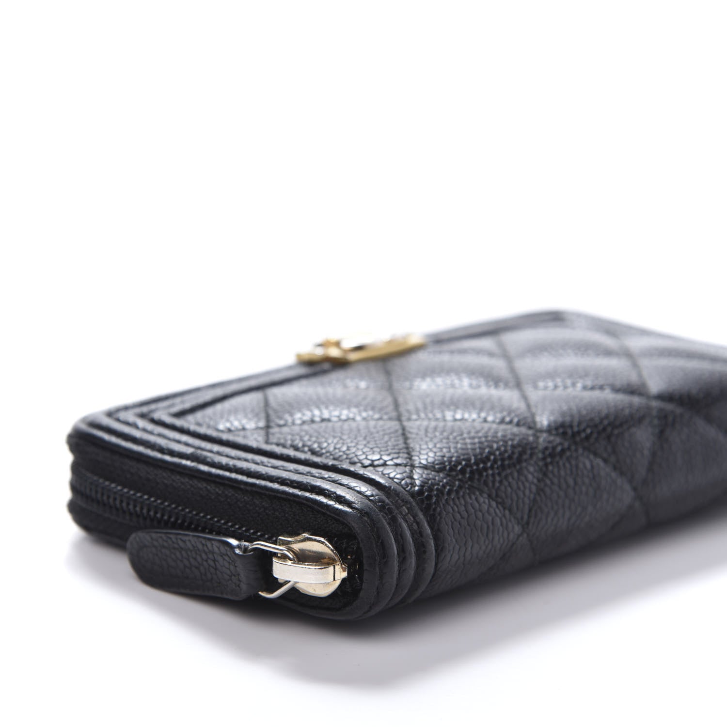 Chanel Caviar Quilted Small Boy Zip Around Wallet Black 10 of 11