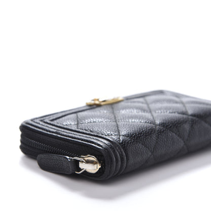 Chanel Caviar Quilted Small Boy Zip Around Wallet Black 10 of 11