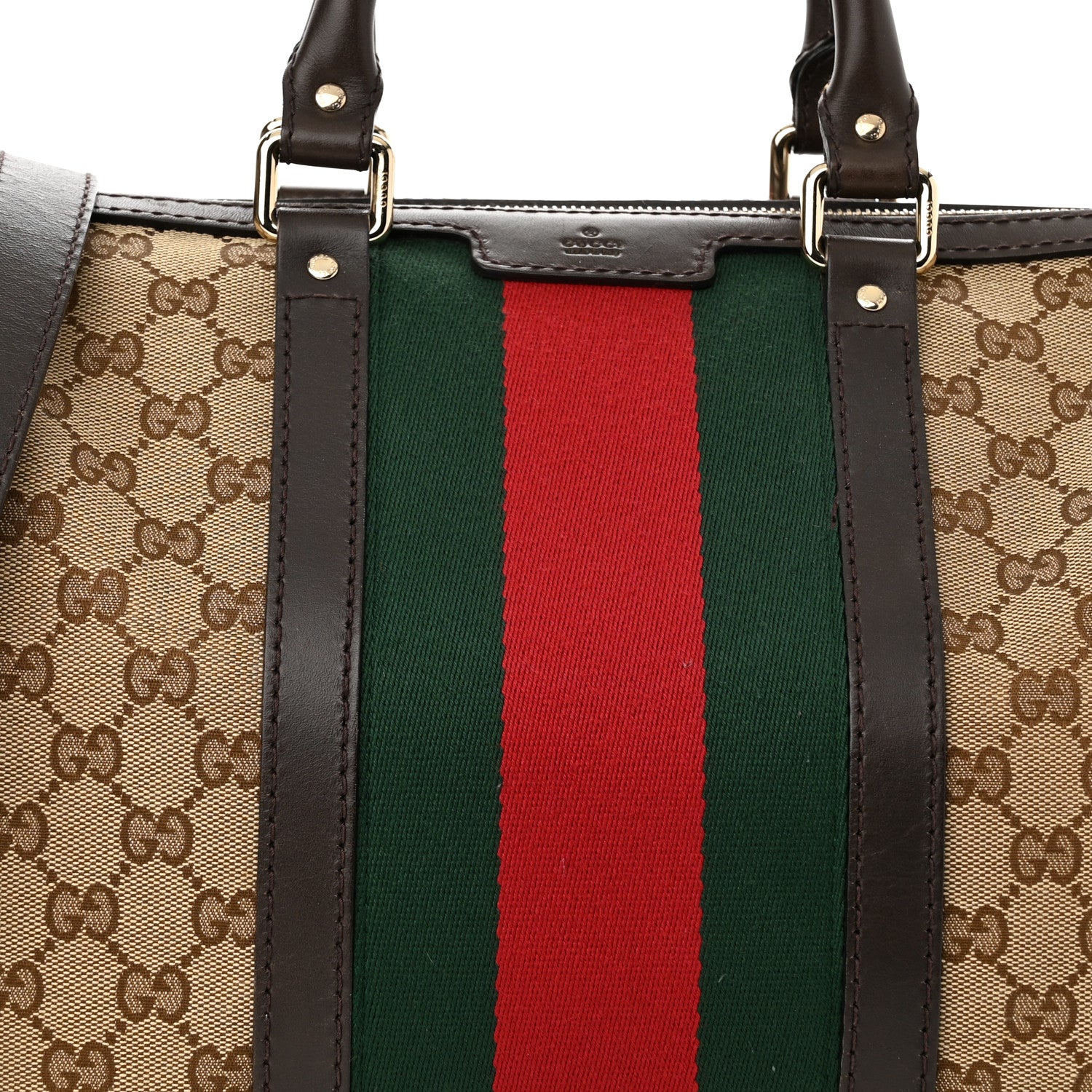 Gucci Monogram Vintage Web Medium Boston Dark Brown 8 of 11