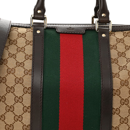 Gucci Monogram Vintage Web Medium Boston Dark Brown 8 of 11