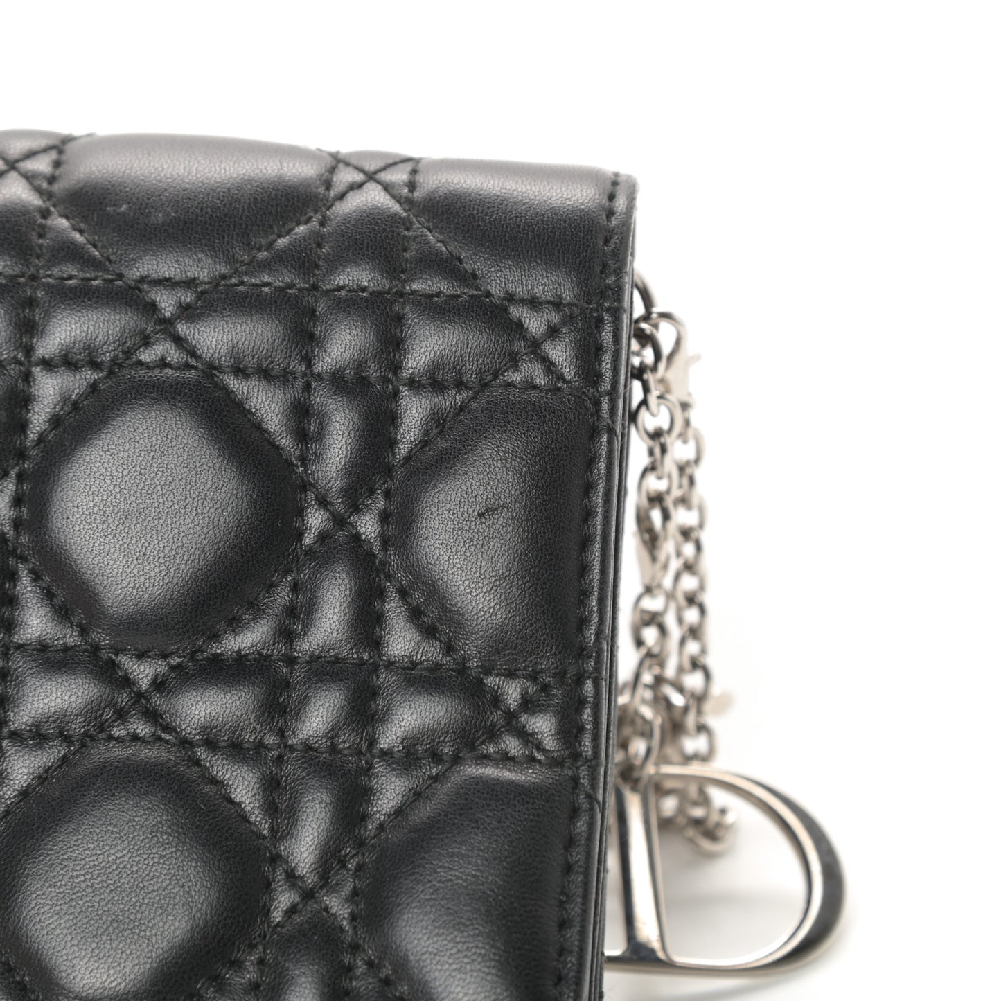 Lambskin Cannage Lady Dior Convertible Clutch Black