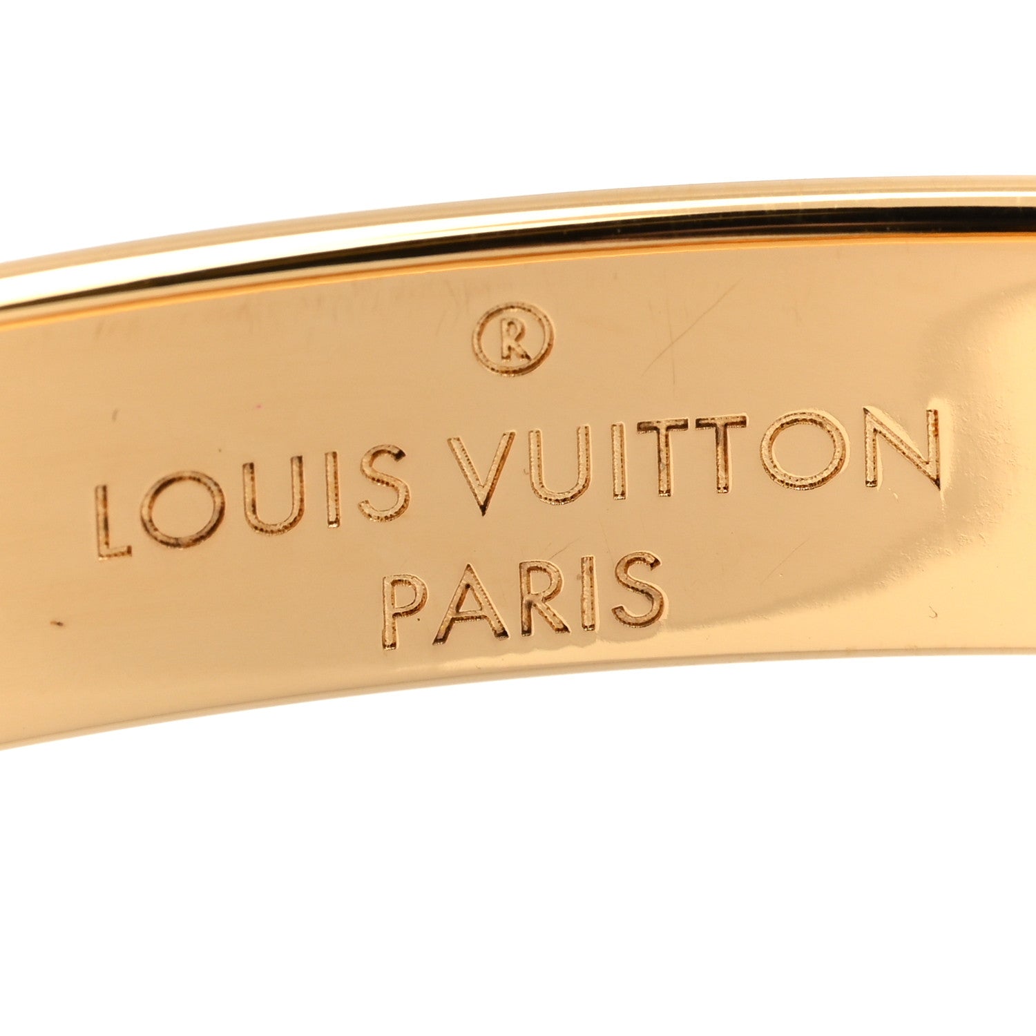 Louis Vuitton Brass Crystal Monogram Nanogram Strass Cuff S Gold 4 of 7