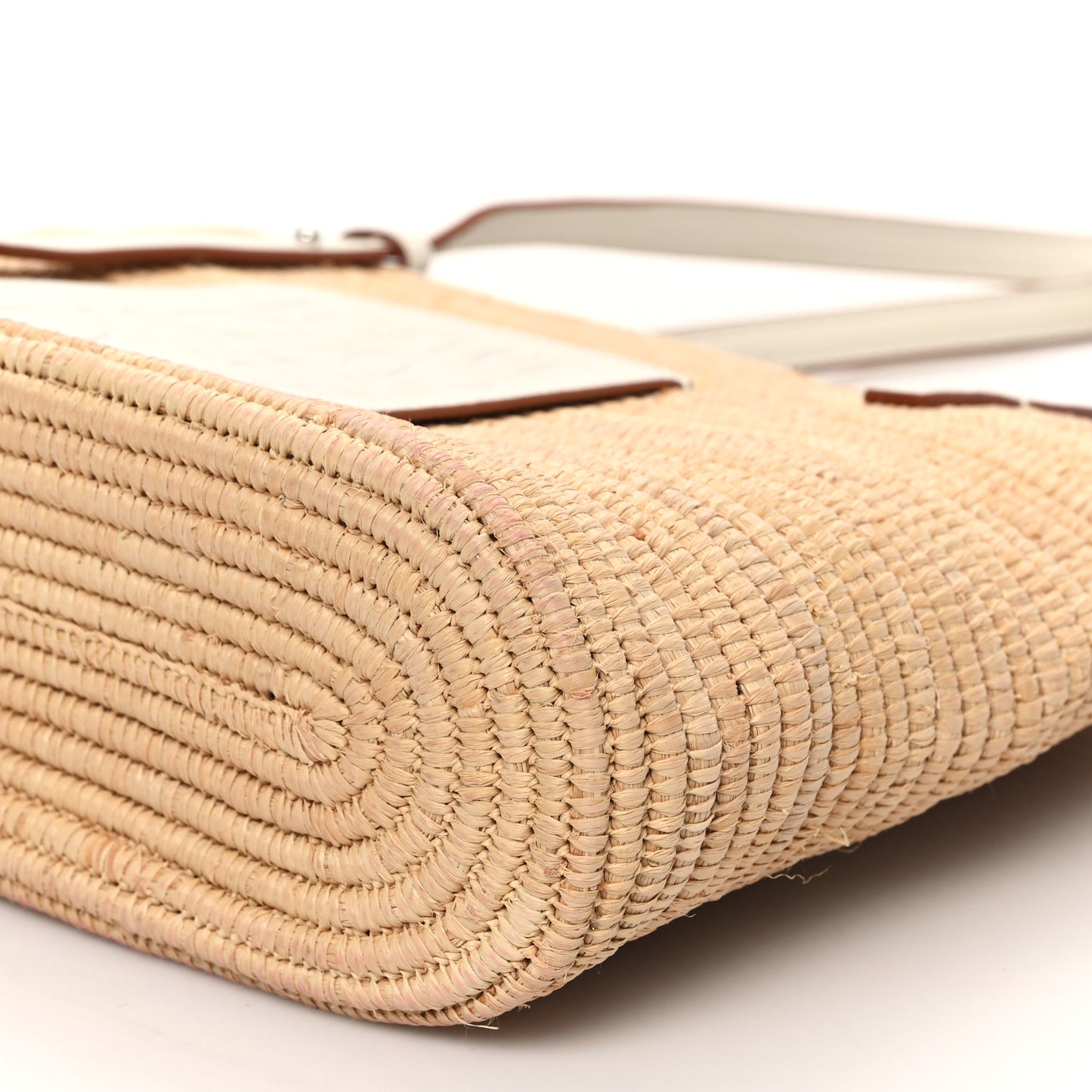 Raffia Square Small Basket Tote Bag Natural White