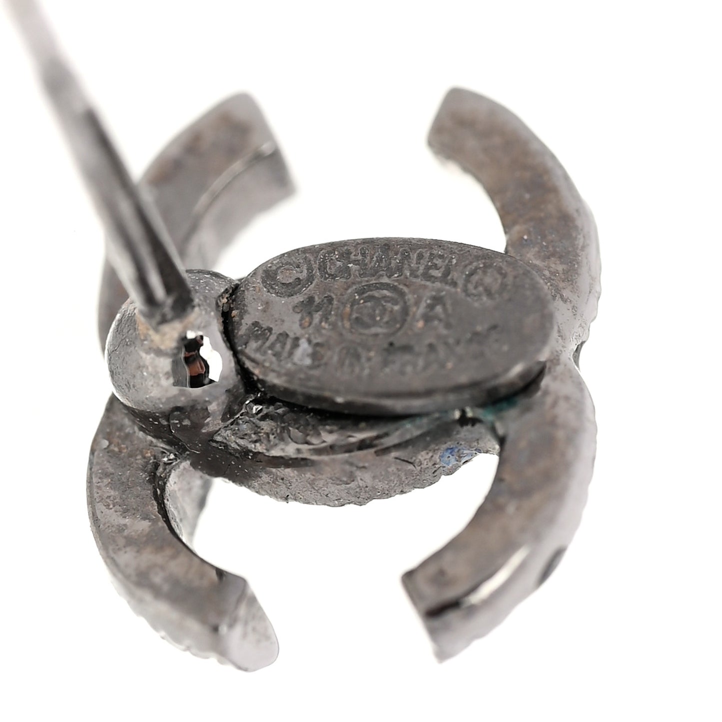 CC Stud Earrings Ruthenium