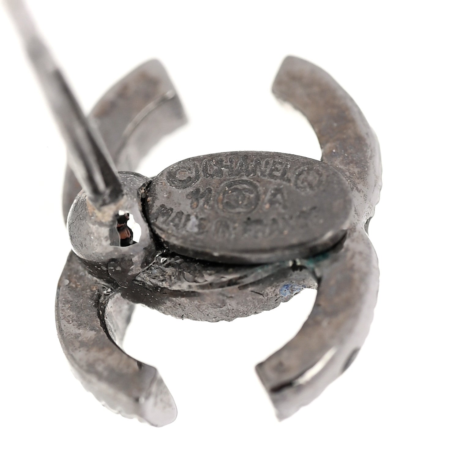 Chanel CC Stud Earrings Ruthenium 4 of 5