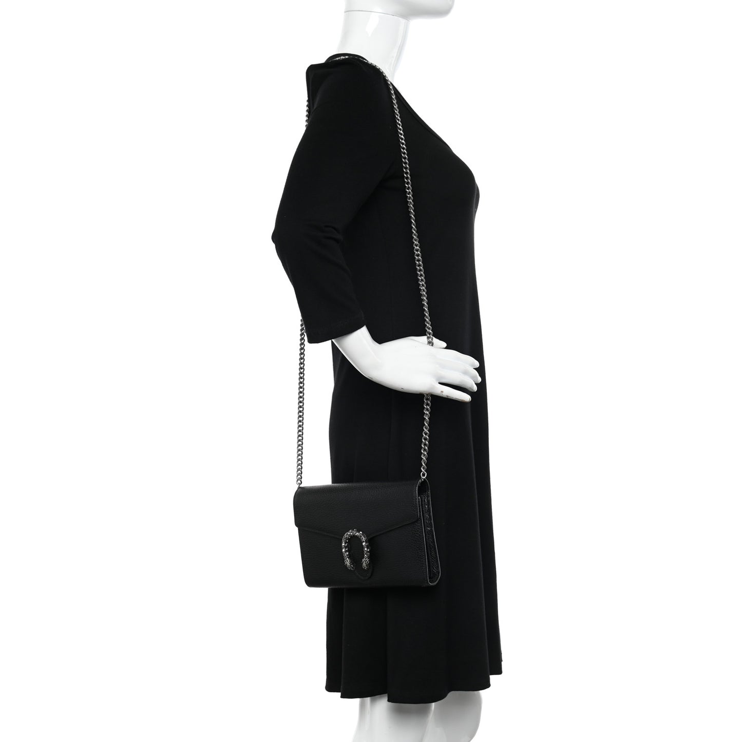 Calfskin Mini Dionysus Chain Wallet Black