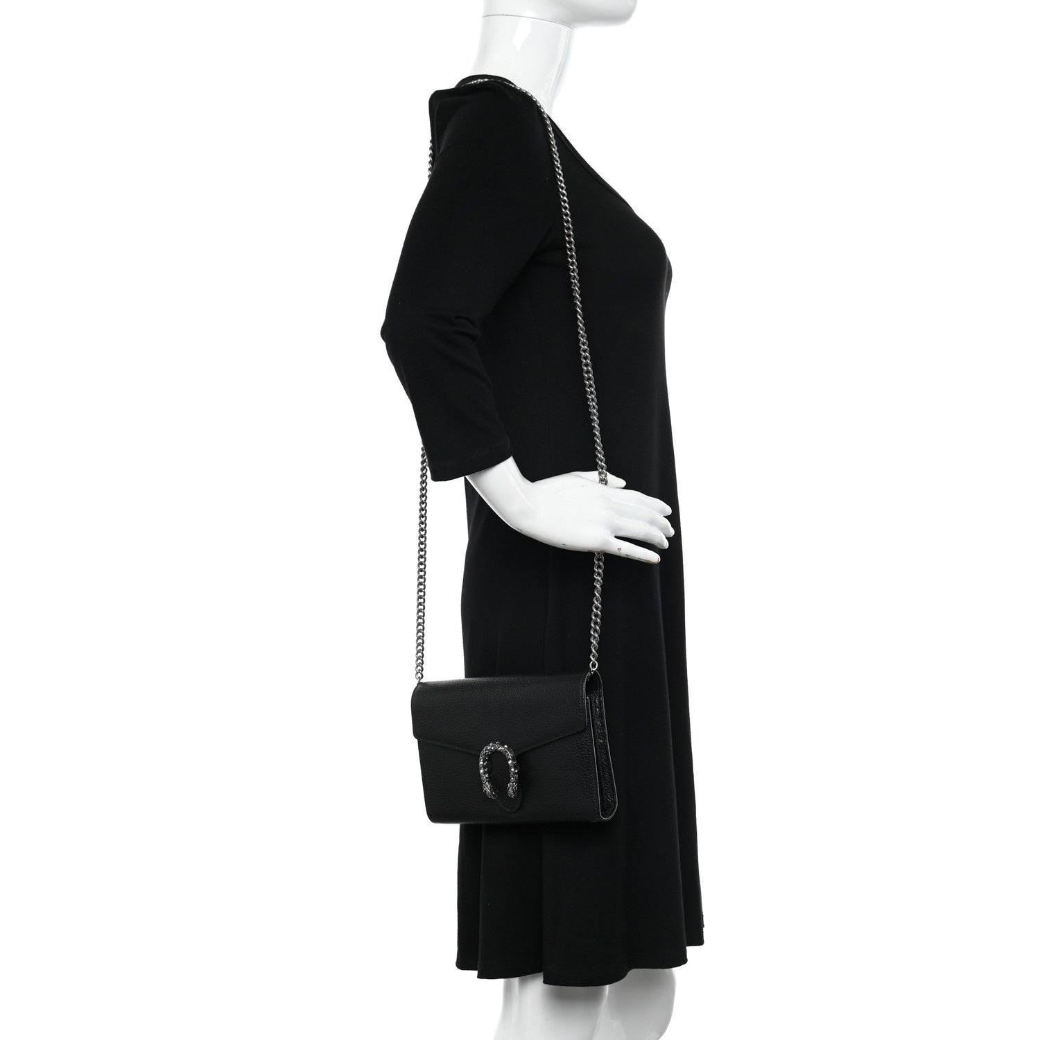 Gucci Calfskin Mini Dionysus Chain Wallet Black 2 of 13