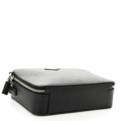 Prada Saffiano Travel Medium Brique Crossbody Bag Black 4 of 9