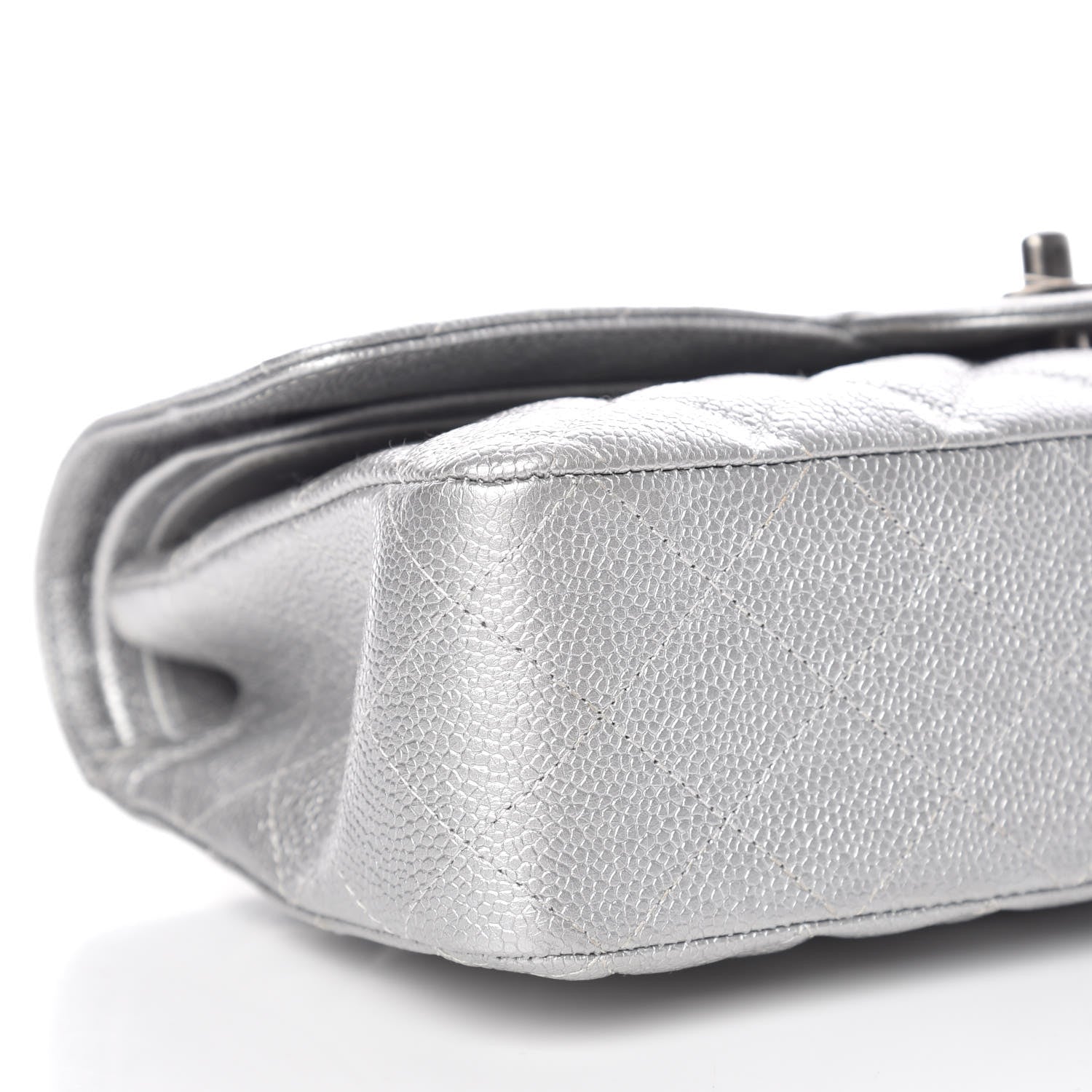 Chanel Metallic Caviar Quilted Medium Double Flap Silver 8 of 9
