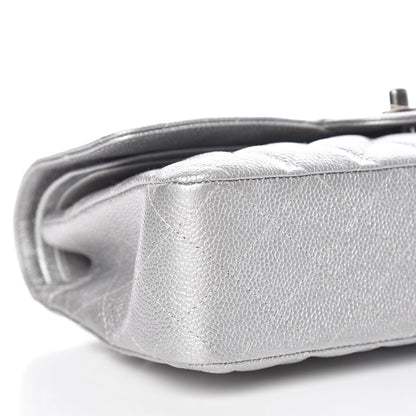 Chanel Metallic Caviar Quilted Medium Double Flap Silver 8 of 9