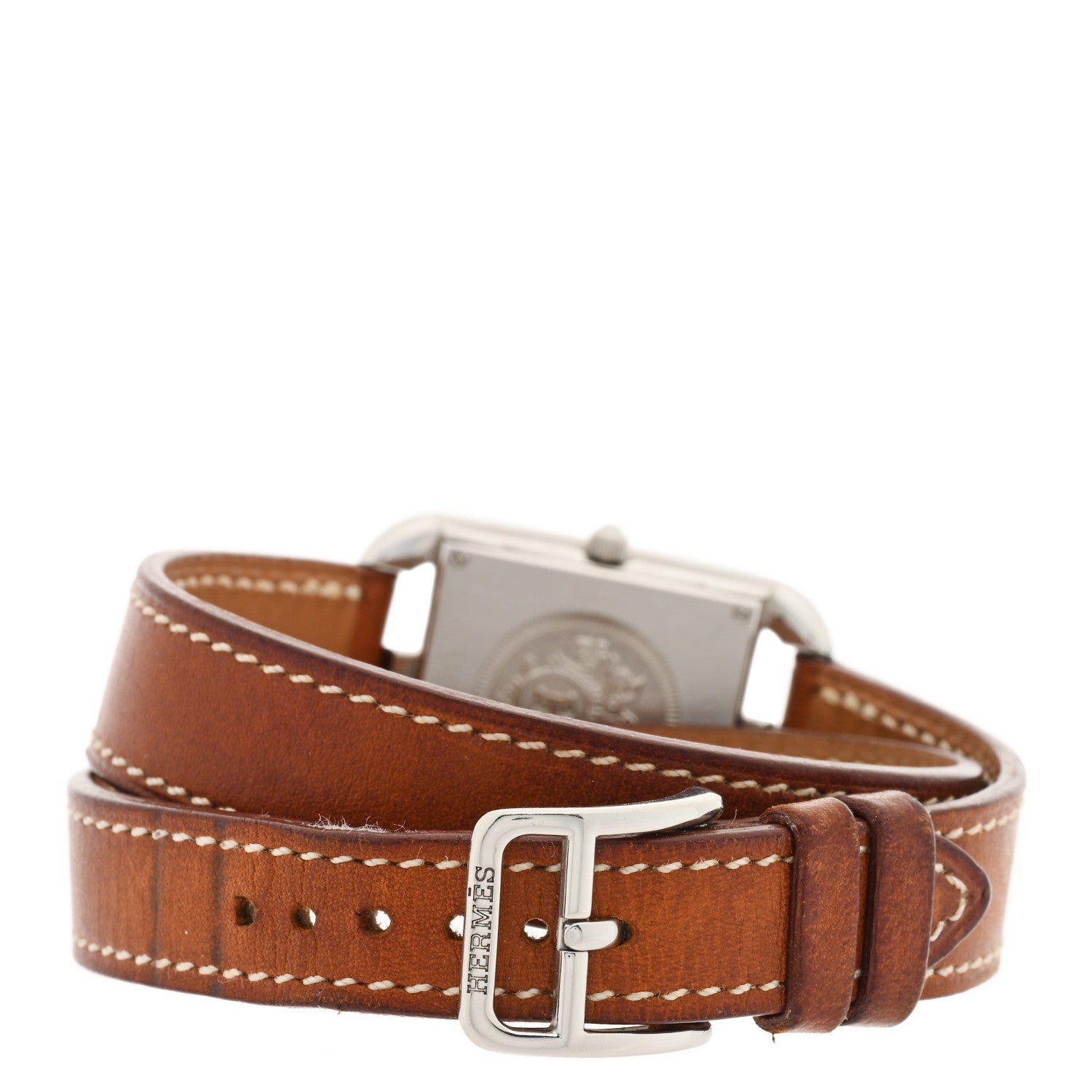 Hermes Stainless Steel Barenia 23mm Cape Cod Double Tour Quartz Watch Fauve 3 of 5