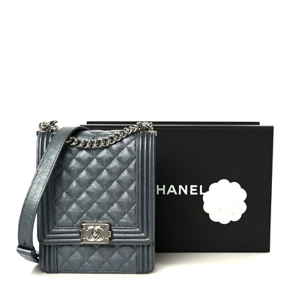 Chanel Iridescent Caviar Quilted North South Boy Flap Silver 21 of 21