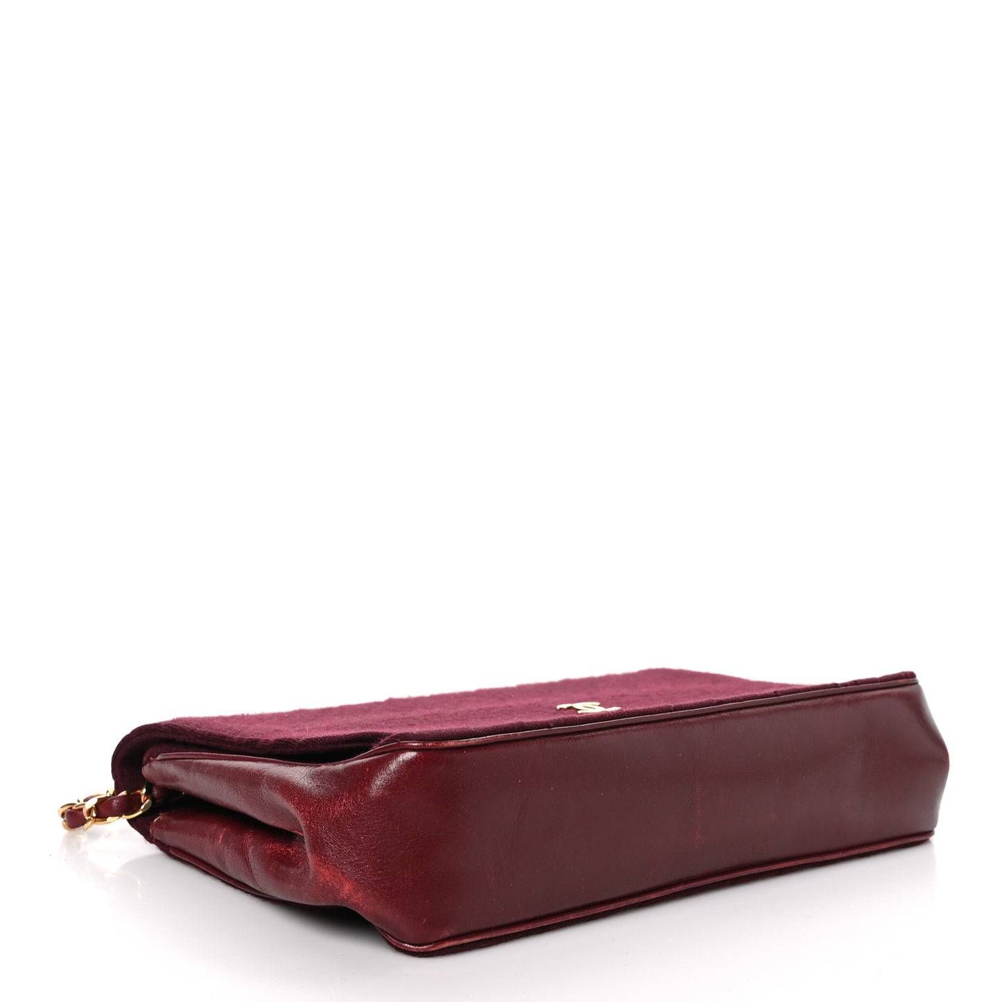 Lambskin Jersey Quilted Single Flap Burgundy