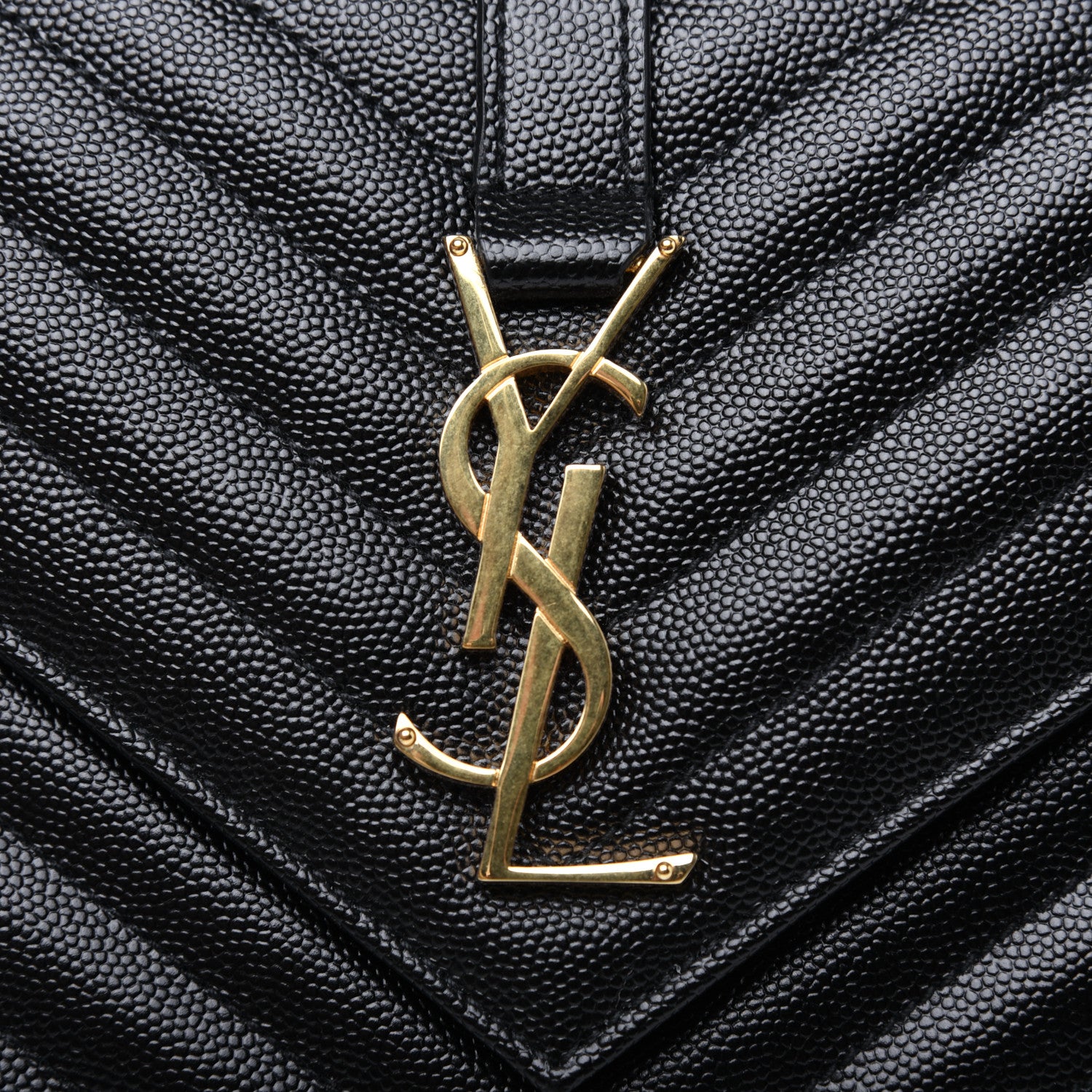 Saint Laurent Grain De Poudre Matelasse Chevron Medium Monogram Satchel Black 13 of 15