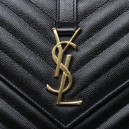 Saint Laurent Grain De Poudre Matelasse Chevron Medium Monogram Satchel Black 13 of 15
