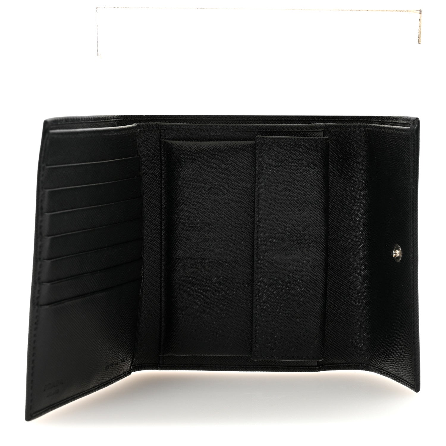 Prada Saffiano Tri-Fold Compact Wallet Black 1801498 – FASHIONPHILE