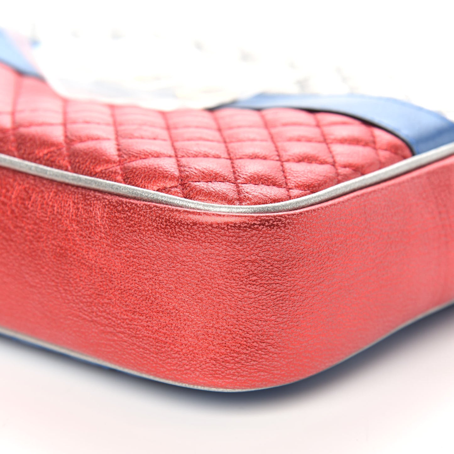 Laminated Nappa Trapuntata Small Zumi Shoulder Bag Rosso Marine Argento