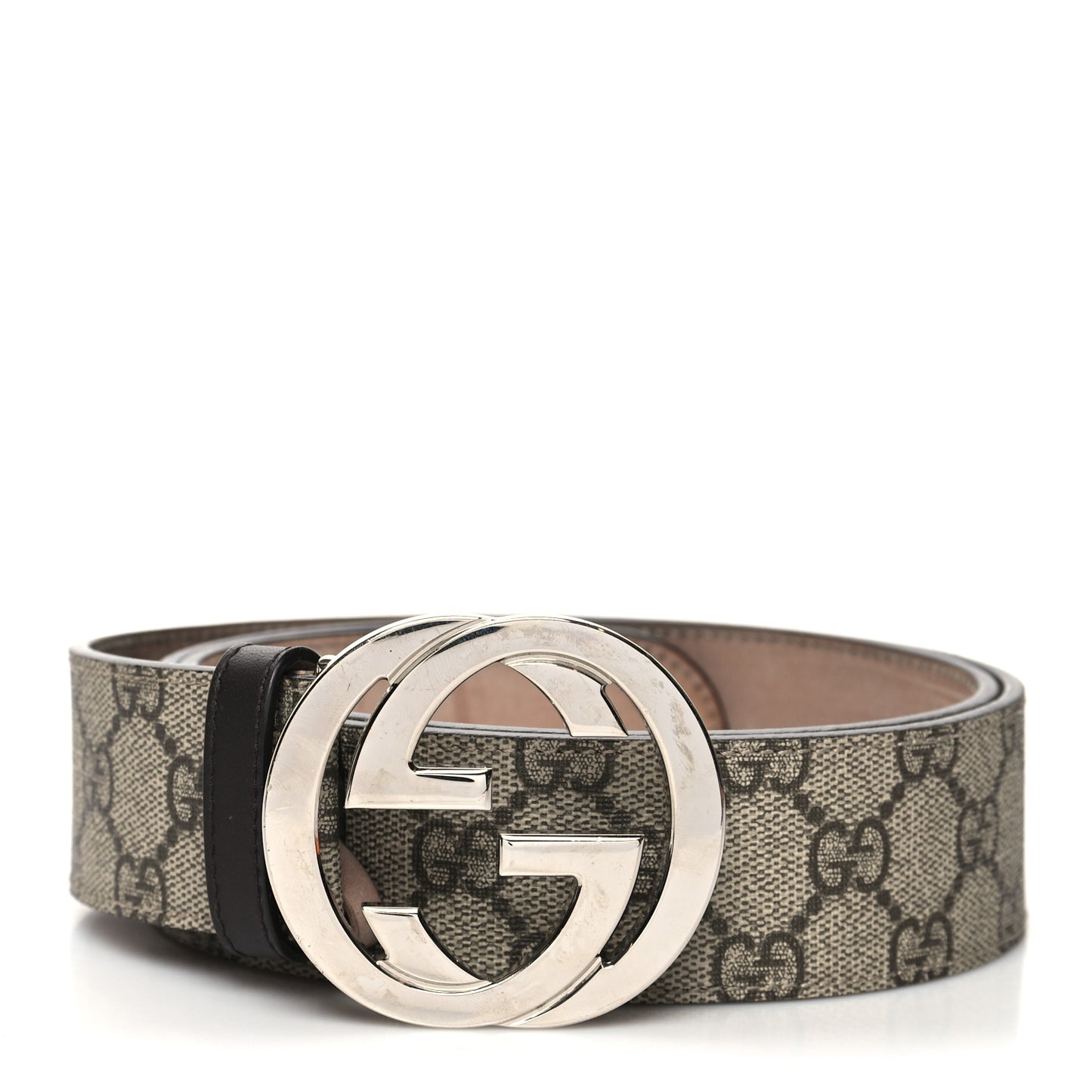 GG Supreme Monogram Selleria Calfskin Interlocking G 40mm Belt 95 38 Beige Ebony Cocoa