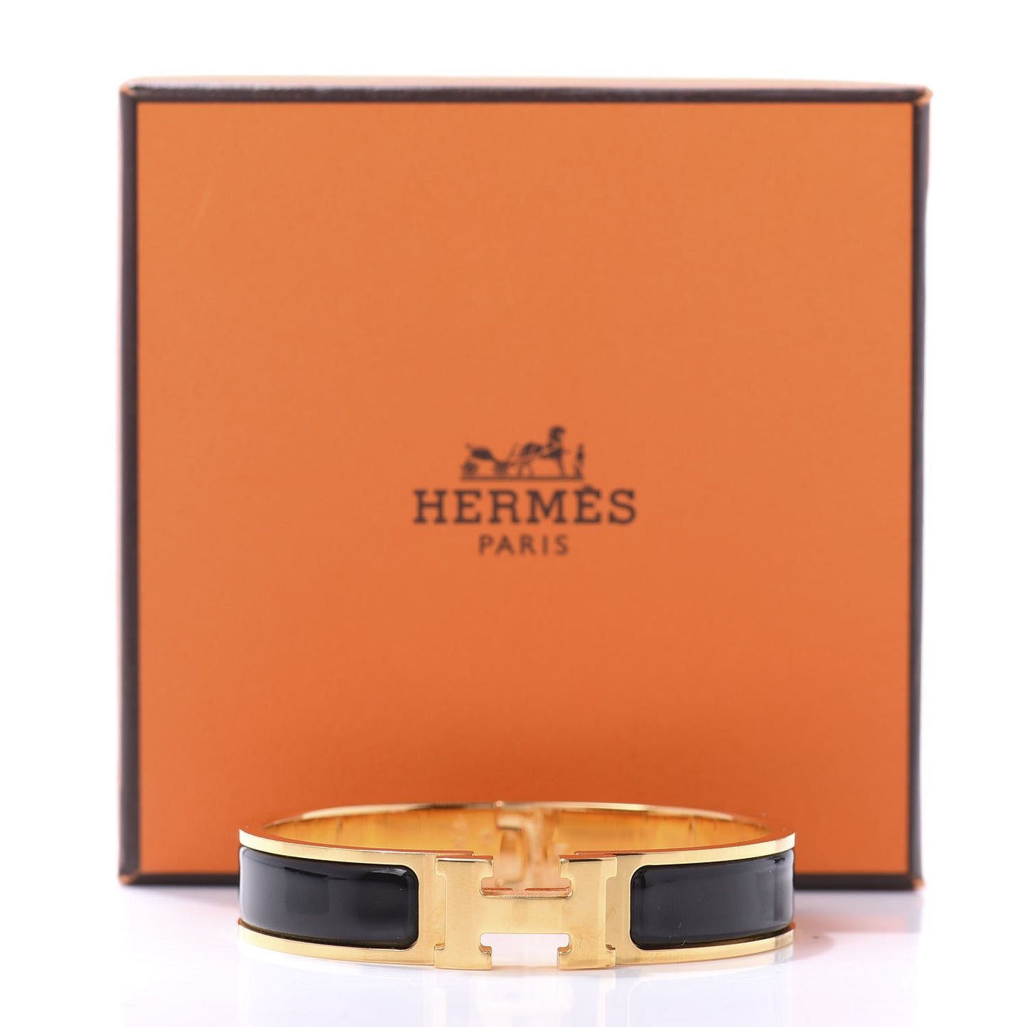 Enamel Narrow Clic Clac H Bracelet PM Black