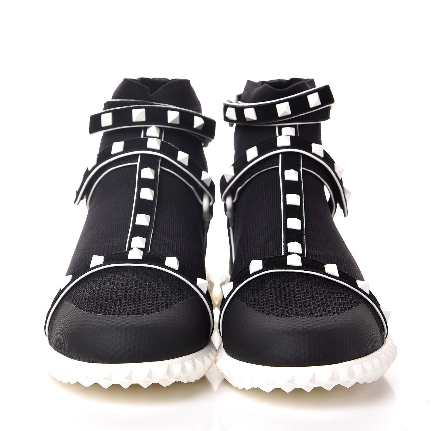 Valentino Garavani Body Tech Knit Free Rockstud Sock High Top Sneakers 40 Black White 4 of 8