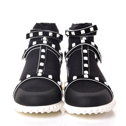 Valentino Garavani Body Tech Knit Free Rockstud Sock High Top Sneakers 40 Black White 4 of 8
