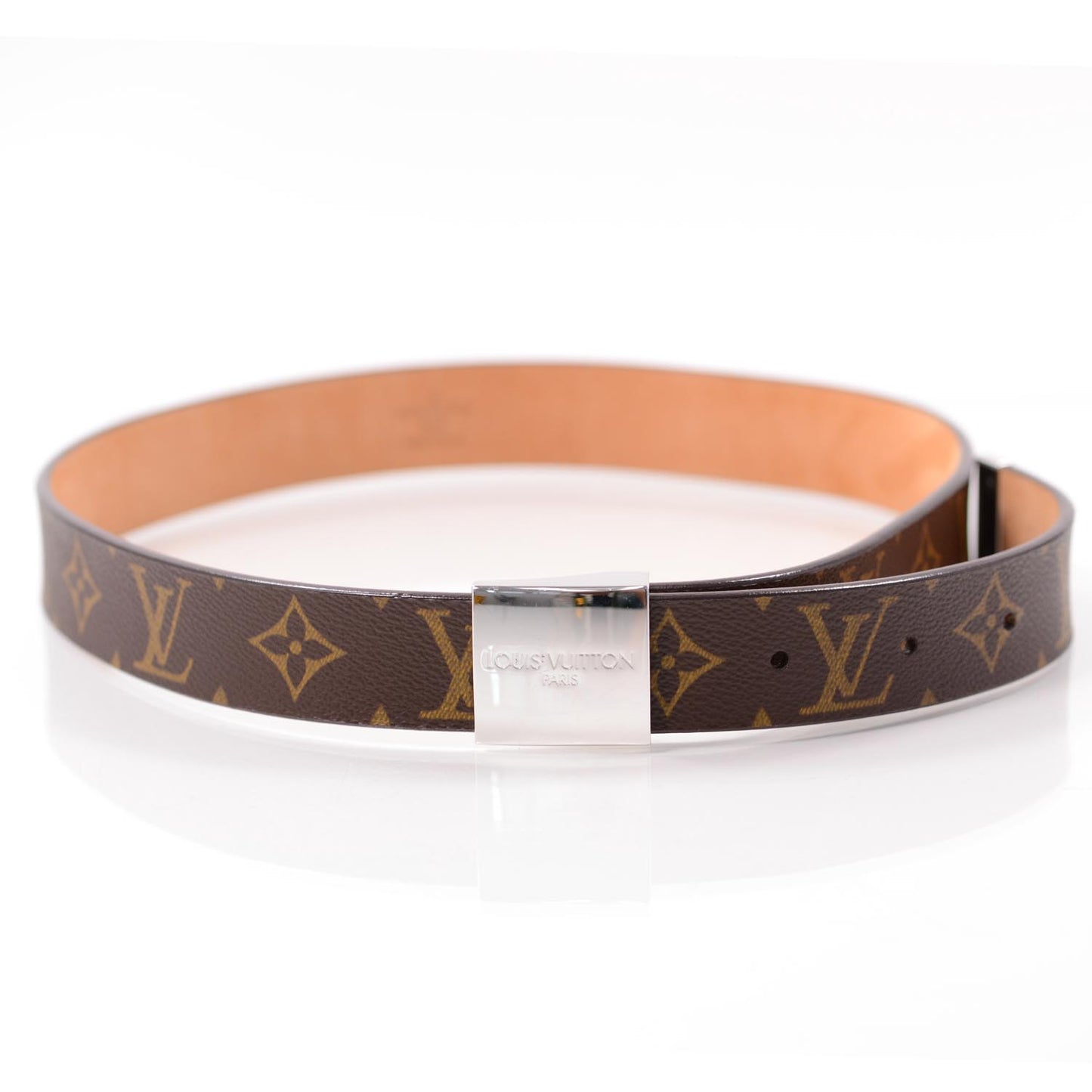 Monogram Ceinture Belt w Silver Buckle 80 32