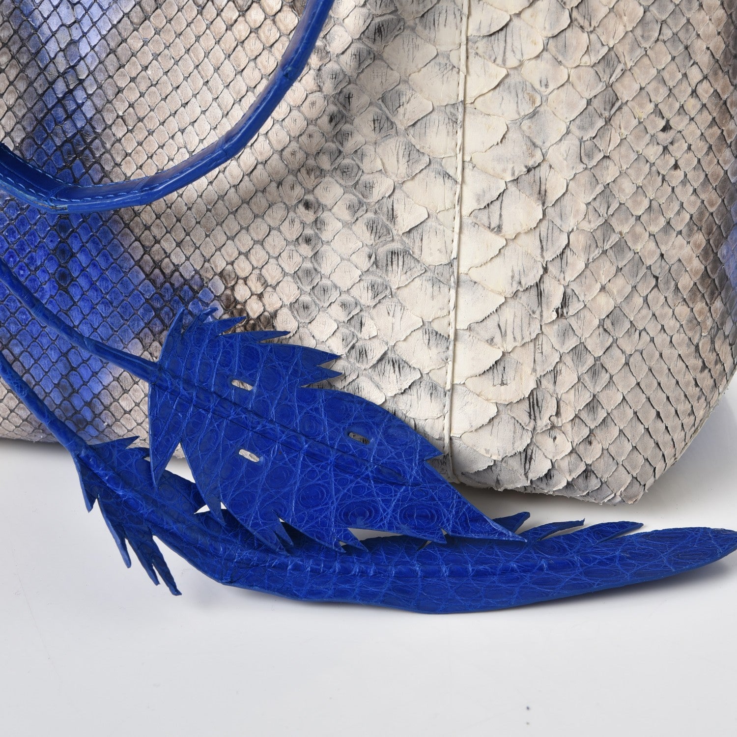 Nancy Gonzalez Python Crocodile Small Erica Shopper Tote Cobalt 15 of 16