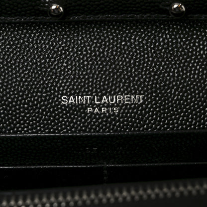 Saint Laurent Grain De Poudre Mixed Matelasse Triquilt Monogram Chain Wallet Black 5 of 10