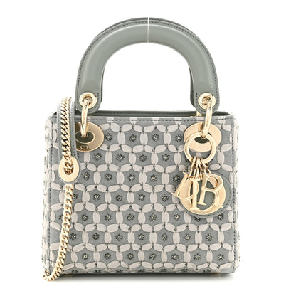 Christian Dior Suede Calfskin Stone And Beads Mini Lady Dior Grey 1 of 10