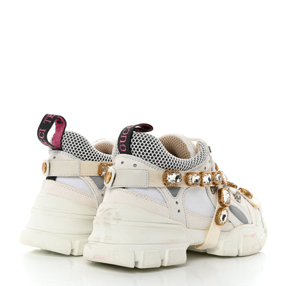 Gucci X SEGA Mesh Calfskin Suede Removable Crystals Womens Flashtrek Sneakers 38.5 Great White 4 of 8