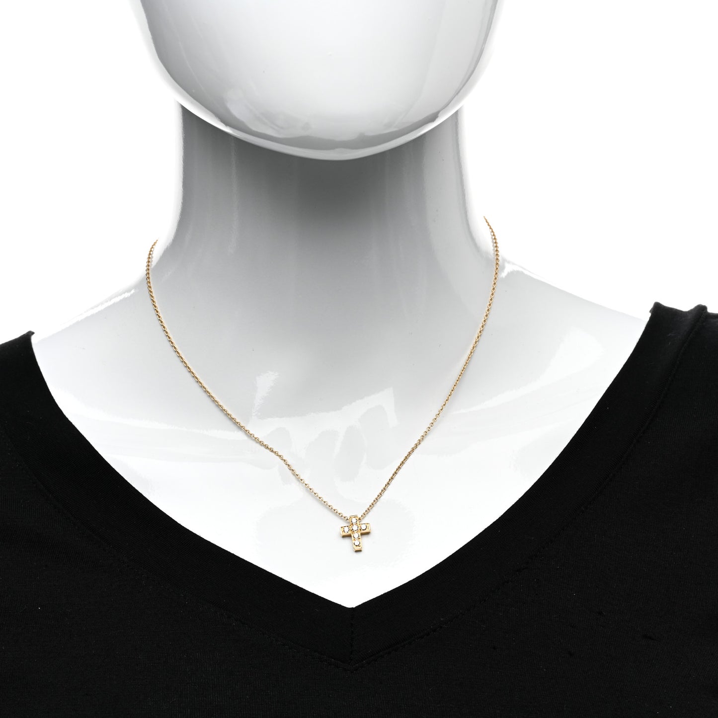 18K Yellow Gold Diamond Cross Pendant Necklace