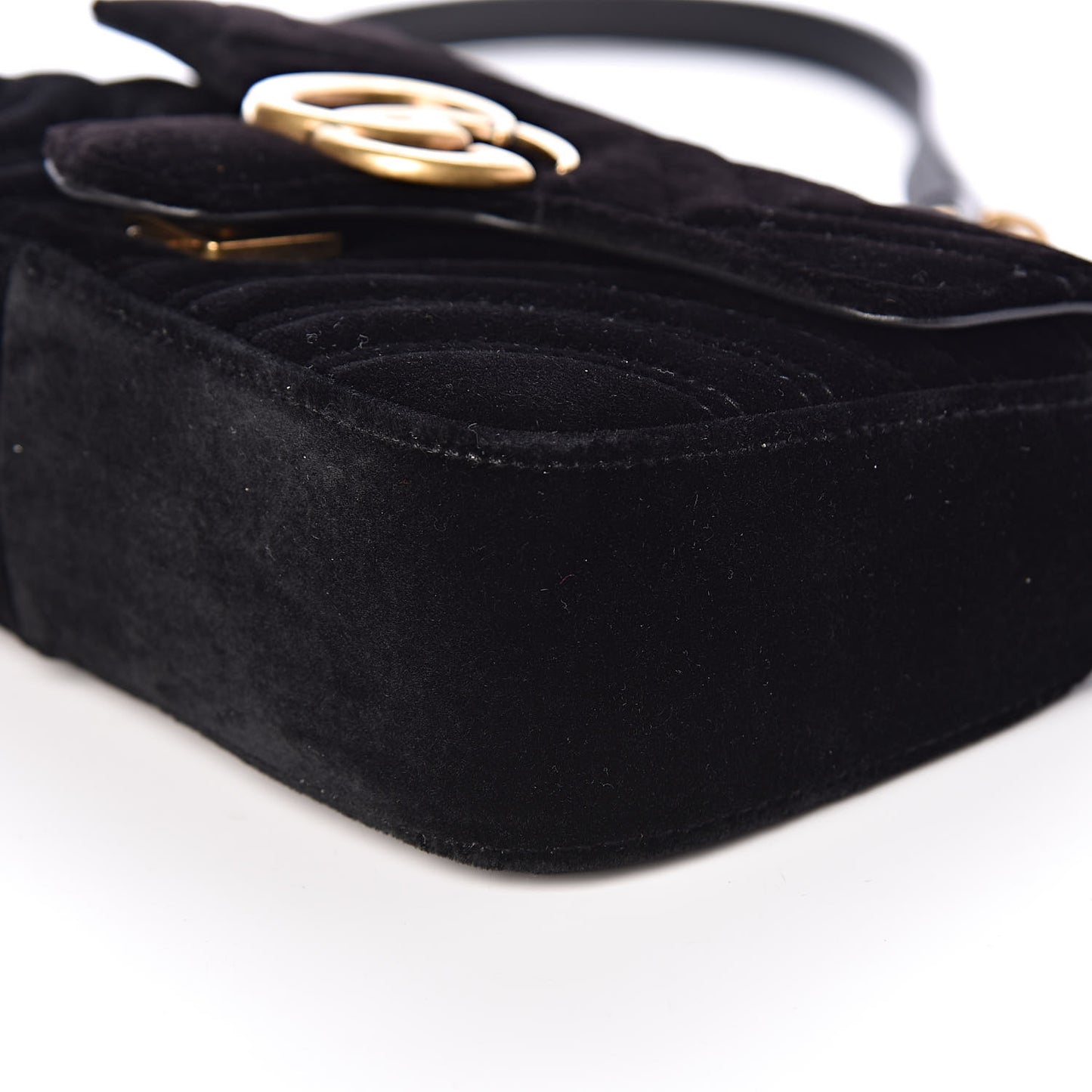 Velvet Matelasse Mini GG Marmont Shoulder Bag Black
