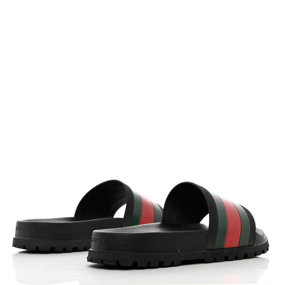 Gucci Rubber Web Mens Lug Sole Slide Sandals 11 Black Green Red 4 of 17