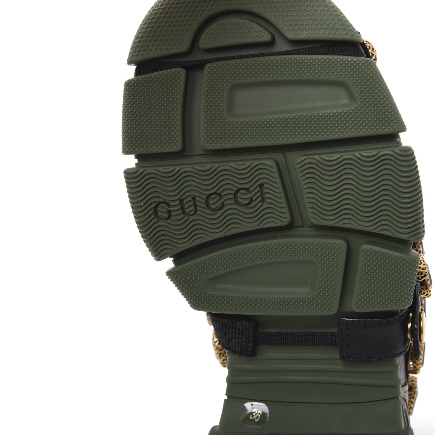 Gucci X SEGA Mesh Suede Calfskin Removable Crystals Flashtrek Sneakers 36 Loess Black Olive Green 7 of 8