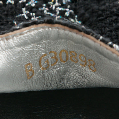 Chanel Tweed Lambskin CC Espadrilles 40 Black Silver 8 of 8