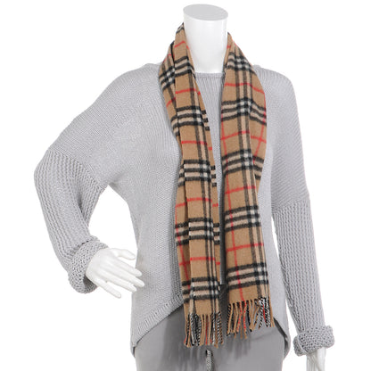Burberry Cashmere House Check Fringe Scarf Camel 2 of 4
