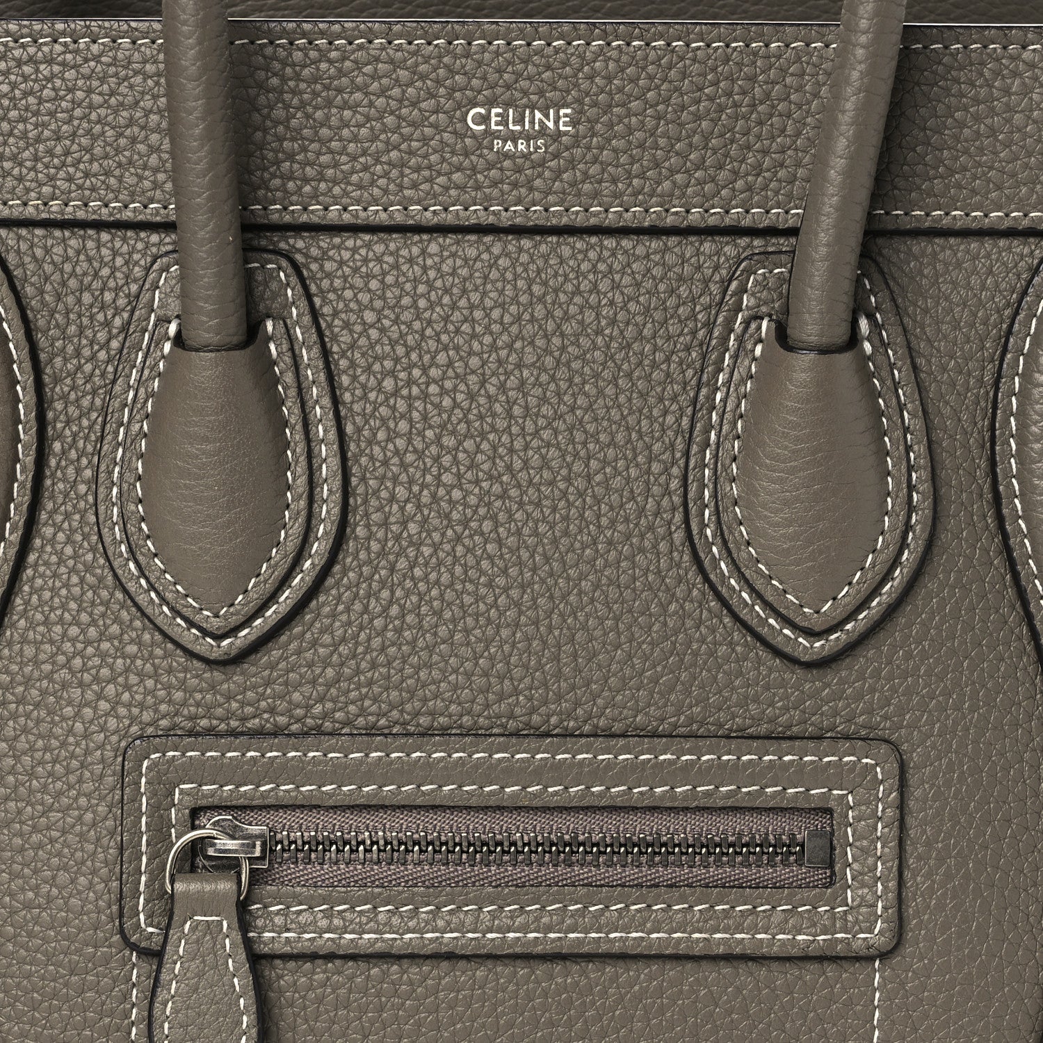 Celine Drummed Calfskin Nano Luggage Souris 8 of 10